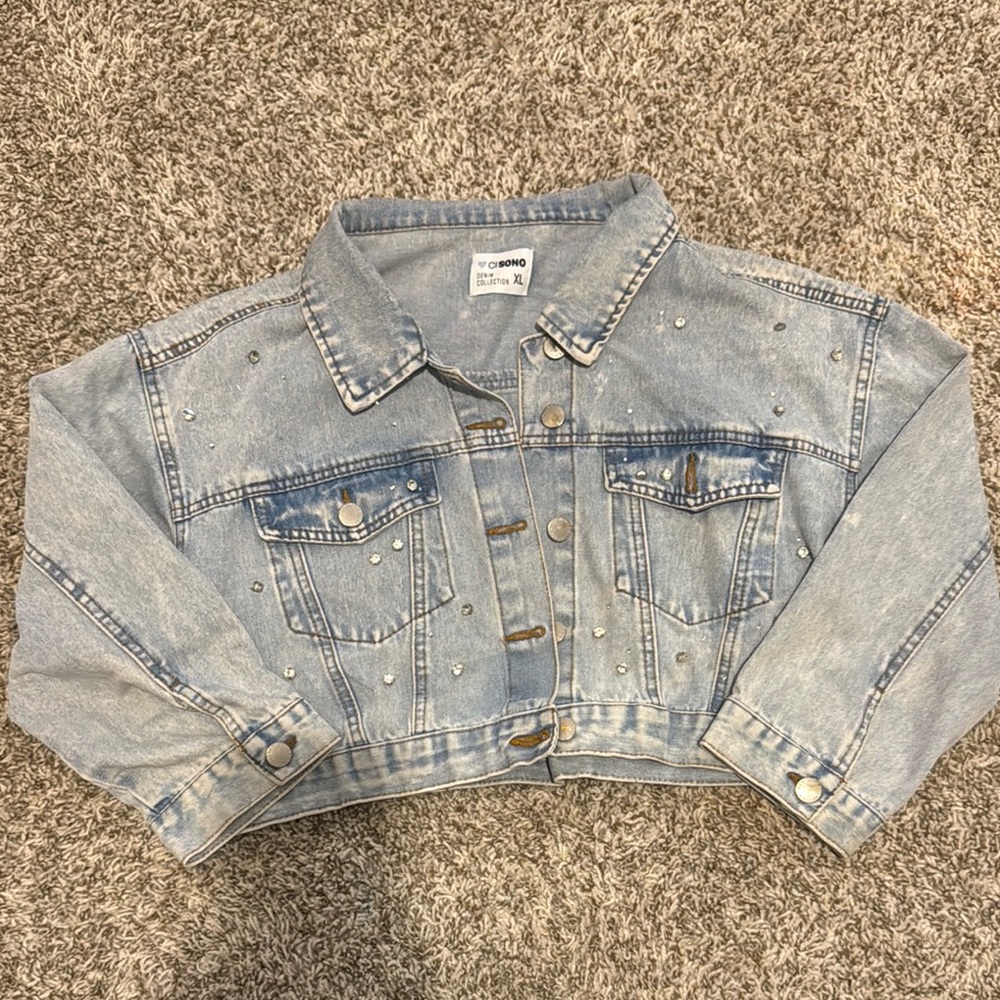 Ciso Light Blue Jean Jacket with Studded Details